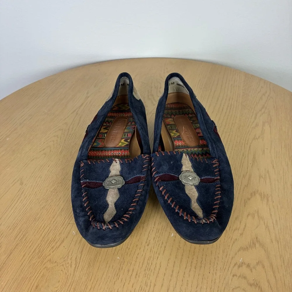 Vintage Hush Puppies Southwestern Concho Loafers Women's 7 Granola Girl Boho